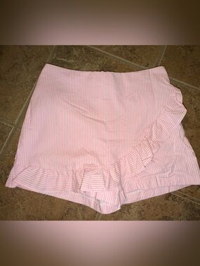 Lilly Pulitzer Pink Striped High-Low Ruffle Skort